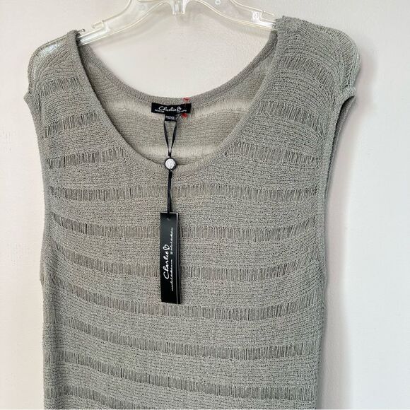 Charlie B. Collection Sleeveless Sage Semi-sheer Tunic Tassel Size XXL NWT - Picture 2 of 14